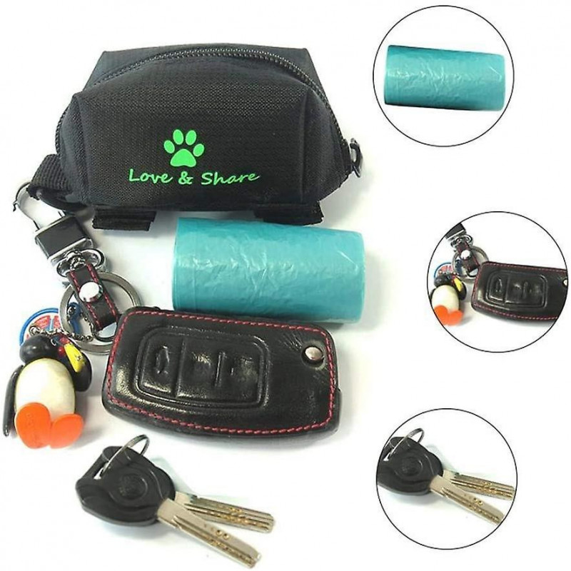 Distributeur de sac à crottes, porte-sac à crottes pour chien Fixation de laisse - Accessoire de marche, de course [...]