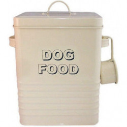 Cream Dog Food Storage Tin With Scoop, Steel(1pc-cream Colour) Cream Dog Food Storage Tin With Scoop, Steel(1pc-cream Colour)
