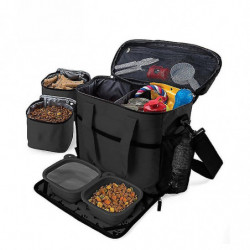 Wabjtam Dog Travel Bag Accessories Supplies Organizer 5-piece Set With Shoulder Strap | 2 Lined Pet Food Containers, 2 Wabjtam Dog Travel Bag Accessories Supplies Organizer 5-piece Set With Shoulder Strap | 2 Lined Pet Food Containers, 2