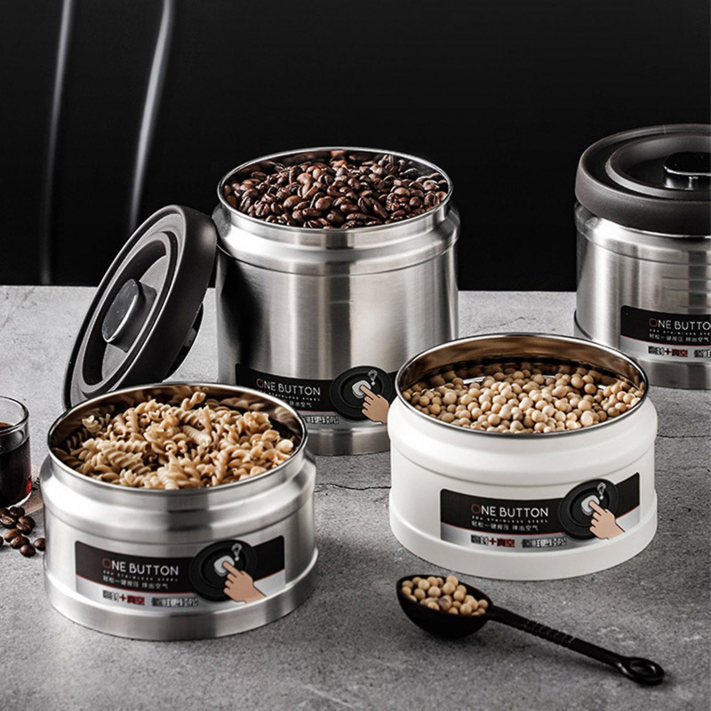 Réservoir de stockage sous vide en acier inoxydable pour les feuilles de thé Récipient à grains de café étanche à [...]