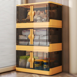 Boîte De Rangement Pliable Avec Roues Et Couvercle Pliable Transparent Épais Stable Empilable Grande Capacité [...]