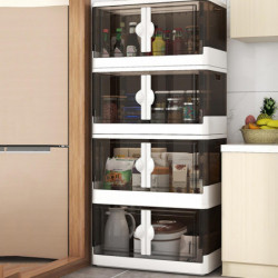 Boîte De Rangement Pliable Avec Roues Et Couvercle Pliable Transparent Épais Stable Empilable Grande Capacité [...]