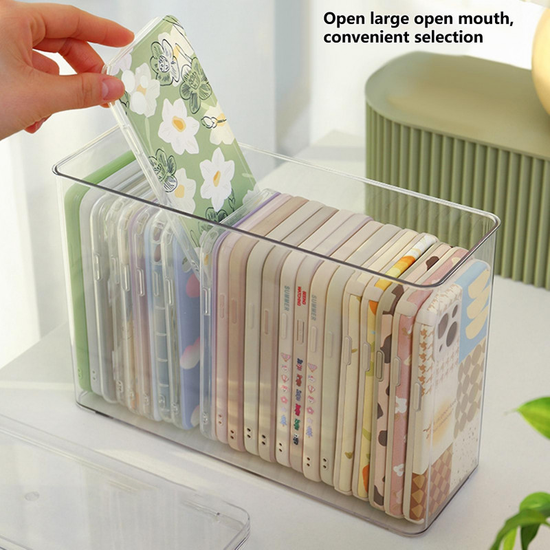 Storage Box Large Capacity Transparent Desktop Mobile Phone Case Container Household Supplies KAESI