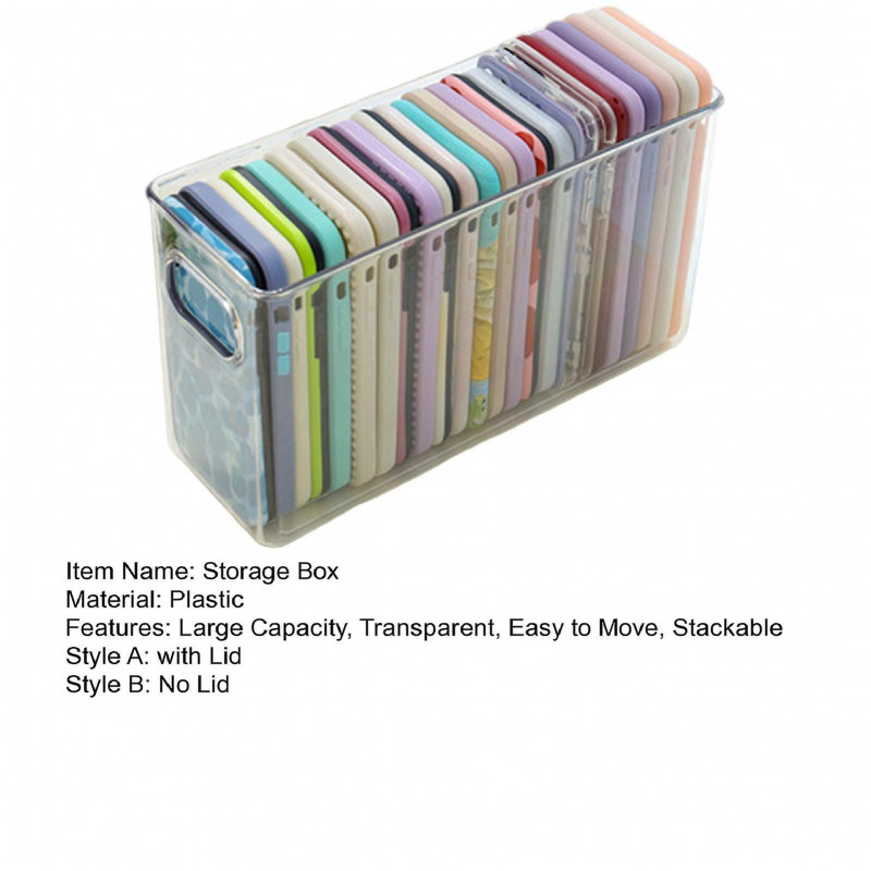 Storage Box Large Capacity Transparent Desktop Mobile Phone Case Container Household Supplies KAESI