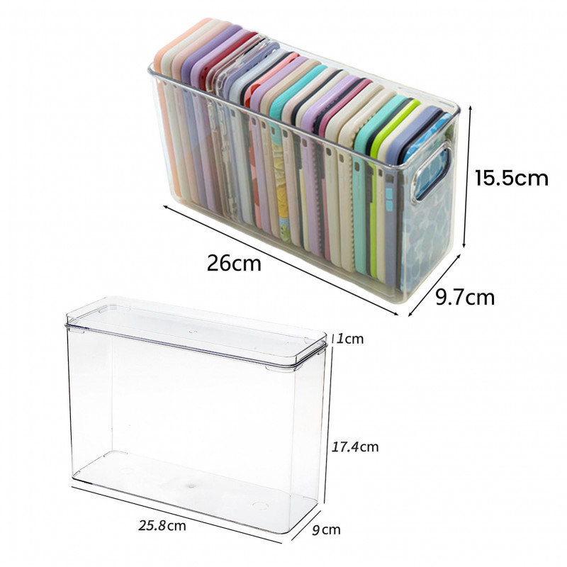 Storage Box Large Capacity Transparent Desktop Mobile Phone Case Container Household Supplies KAESI