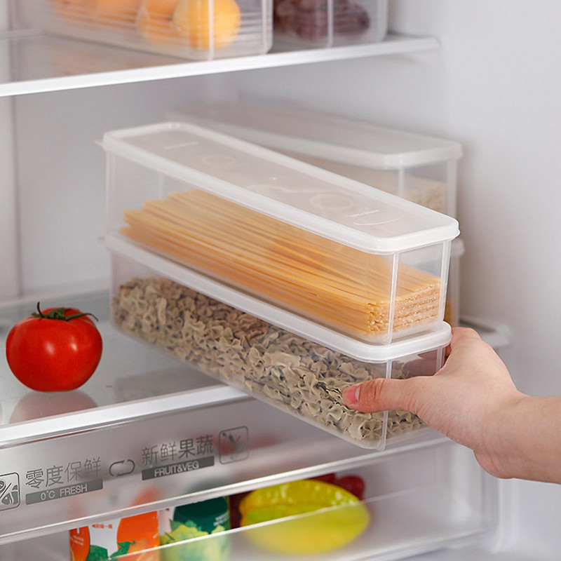 Noodle Container Transparent Stackable Sealed Moisture-proof with Cover Fresh-keeping Rectangle Spaghetti Box [...]