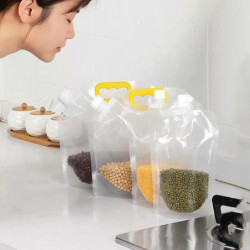 7Pcs/Set Grain Storage Bag Transparent Food Rice Millet Sealing Pouch with Handle Waterproof Moistureproof Snack [...]
