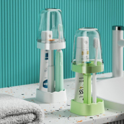 Toothbrush Rack Adjustable Height Dustproof Moisture Proof With Cup Household Mouthwash Cup Set For Bathroom Kaesi Toothbrush Rack Adjustable Height Dustproof Moisture Proof With Cup Household Mouthwash Cup Set For Bathroom Kaesi
