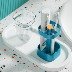 Toothbrush Rack Adjustable Height Dustproof Moisture Proof With Cup Household Mouthwash Cup Set For Bathroom Kaesi Toothbrush Rack Adjustable Height Dustproof Moisture Proof With Cup Household Mouthwash Cup Set For Bathroom Kaesi