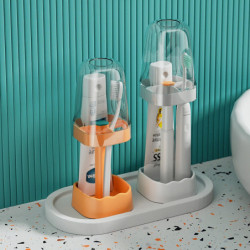 Toothbrush Rack Adjustable Height Dustproof Moisture Proof With Cup Household Mouthwash Cup Set For Bathroom Kaesi Toothbrush Rack Adjustable Height Dustproof Moisture Proof With Cup Household Mouthwash Cup Set For Bathroom Kaesi