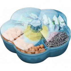 Flower Shape Snack Serving Tray Snacks Storage Box With Lid For Food Storage Box, Blue Flower Shape Snack Serving Tray Snacks Storage Box With Lid For Food Storage Box, Blue