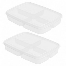 2pcs Fridge Fresh-keeping Container Food Storage Organizer Divided Bin with Lid
