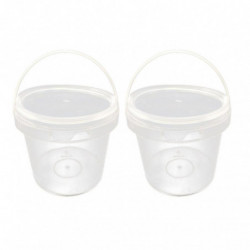 2 Pcs 2L Food Grade Plastic Hand Bucket Transparent Round Storage Bucket Household Ice Cream Storage Tank with Lid