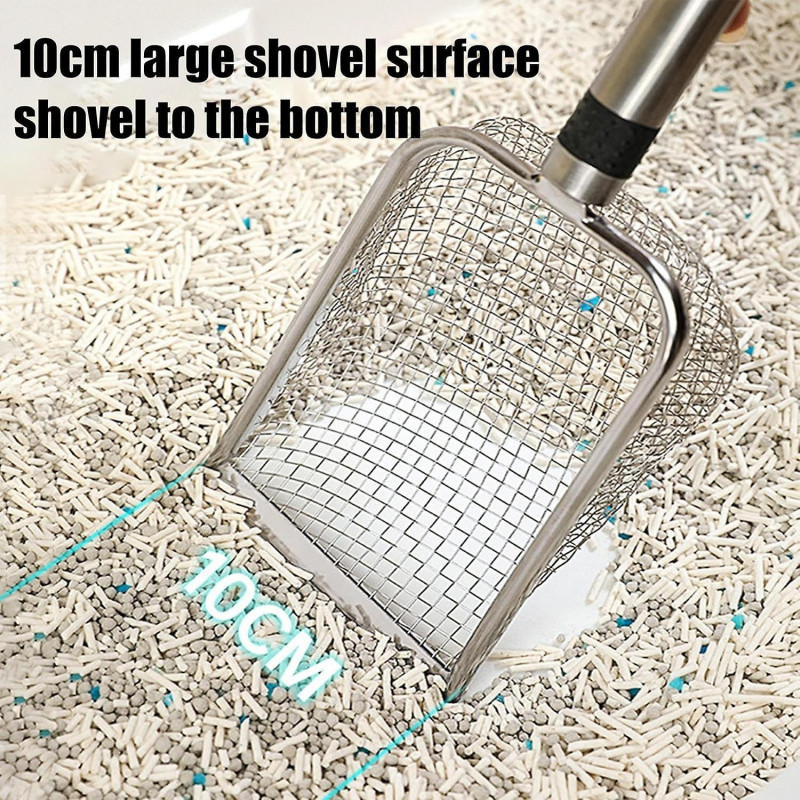 Pelle à litière | Tamis à pelle profonde en acier inoxydable - Tamis durable antiadhésif avec long manche, grande [...]