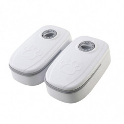 Distributeur automatique de nourriture pour chats pour chiens avec 48h Timer Smart Large Double Repas Gris