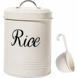 Blanc Métal Vintage Épicerie Stockage Boîte de Riz Boîte de 3L Récipients avec
