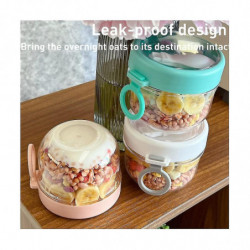 2pcs 20oz Overnight Oats Container With Lid And Spoon - Portable Oatmeal Breakfast Cup For On-the-g