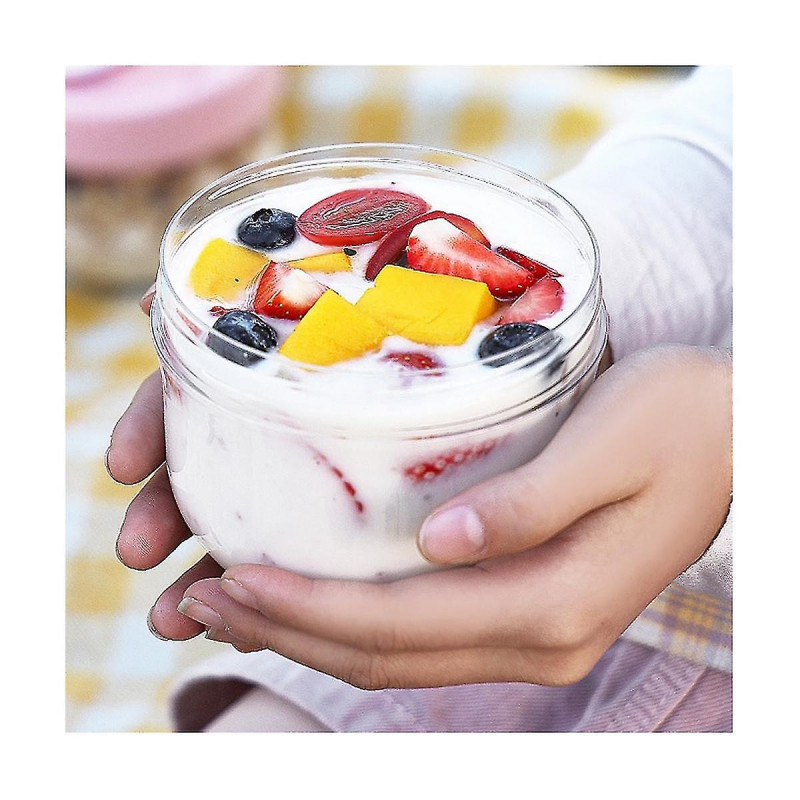 Overnight Oats Container Jars With Lid And Spoon, 20oz Airtight Oatmeal Container Plastic Storage F