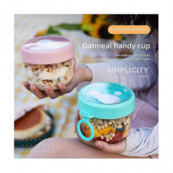 Overnight Oats Container Jars With Lid And Spoon, 20oz Airtight Oatmeal Container Plastic Storage F