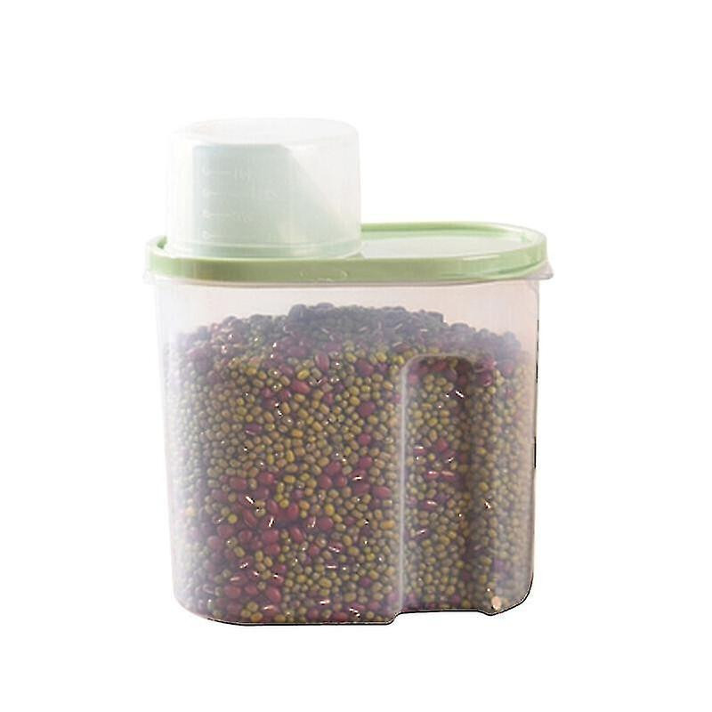 1.9l Plastic Airtight Jar With Lid Cereal Container For Storage (green)