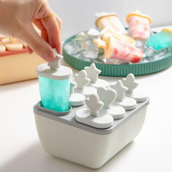 Ice Cream Mold Handle Design Food Grade Healthy Easy to Clean Reusable DIY PP Material 8 Grids Popsi