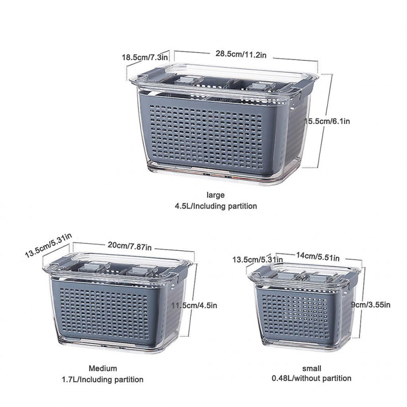 Refrigerator Food For Fresh Keeping Containers Durable Large Capacity Organizer