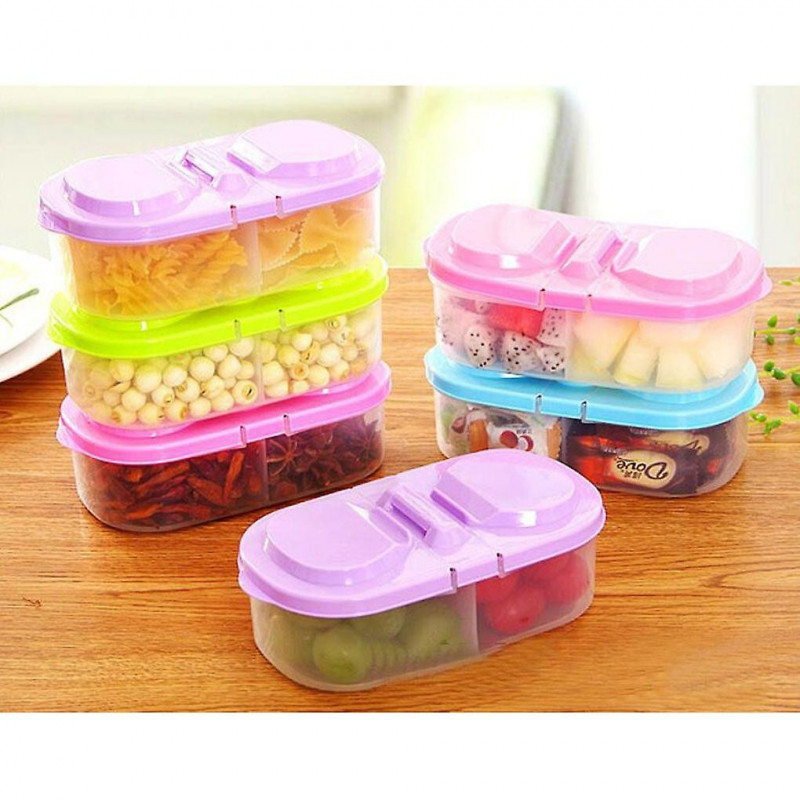 Food Storage Box Kitchen Fridge Transparent PP Double Grip Fresh Food Storage Sealed Container, Blue