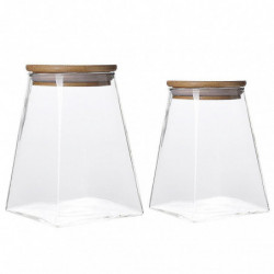 2 Pcs Moisture-proof Cereals Pots Sealed Jars With Wooden Lid (transparent)
