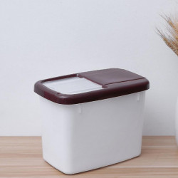 10kg Thicken Rice Bucket Plastic Rice Container Moisture-proof Insect-proof Sealed Grain Storage Bin (coffee)