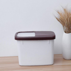 10kg Thicken Rice Bucket Plastic Rice Container Moisture-proof Insect-proof Sealed Grain Storage Bin (coffee)