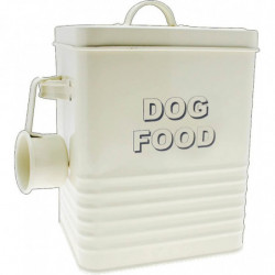 Boîte de stockage de nourriture pour chiens à la crème avec cuillère, acier (1pc-couleur crème) Boîte de stockage de nourriture pour chiens à la crème avec cuillère, acier (1pc-couleur crème)