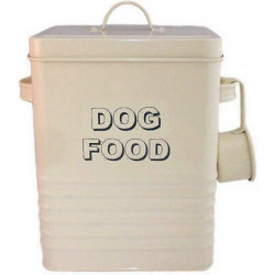 Boîte de stockage de nourriture pour chiens à la crème avec cuillère, acier (1pc-couleur crème) Boîte de stockage de nourriture pour chiens à la crème avec cuillère, acier (1pc-couleur crème)