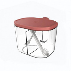 Durable Seasoning Tank With Spoon 2-grid Pet Condiment Jar Spice Pot Spice Moisture Proof Organiser Durable Seasoning Tank With Spoon 2-grid Pet Condiment Jar Spice Pot Spice Moisture Proof Organiser