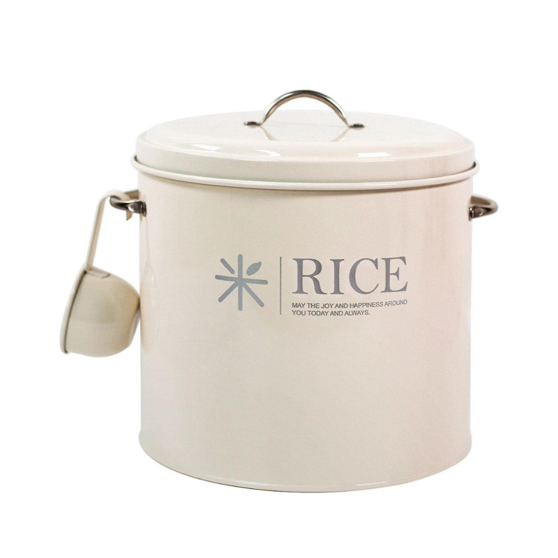 Metal Rice Storage Box, Round Rice Container With Lid And Handle,sealed Food Storage Bin For Kitchen,countertop [...]