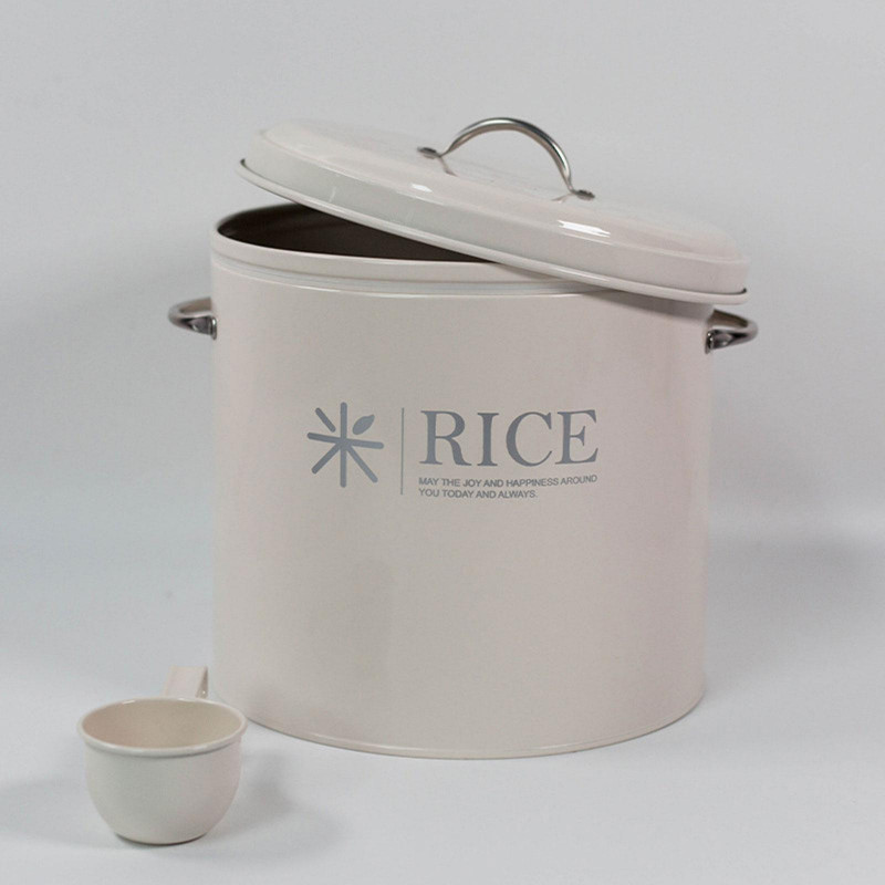 Metal Rice Storage Box, Round Rice Container With Lid And Handle,sealed Food Storage Bin For Kitchen,countertop [...]