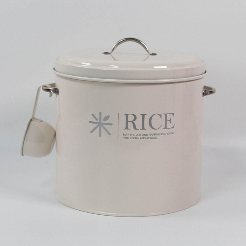 Metal Rice Storage Box, Round Rice Container With Lid And Handle,sealed Food Storage Bin For Kitchen,countertop [...]