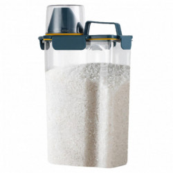 3L Rice Container with Measuring Cup Clear Airtight Lid Large Capacity Portable Handle Flour Bean Cereal Grain [...]