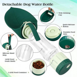 Dog Water Bottle, Portable Dog Pet Water Dispenser With Drinking Cup And Food Container Leak Proof