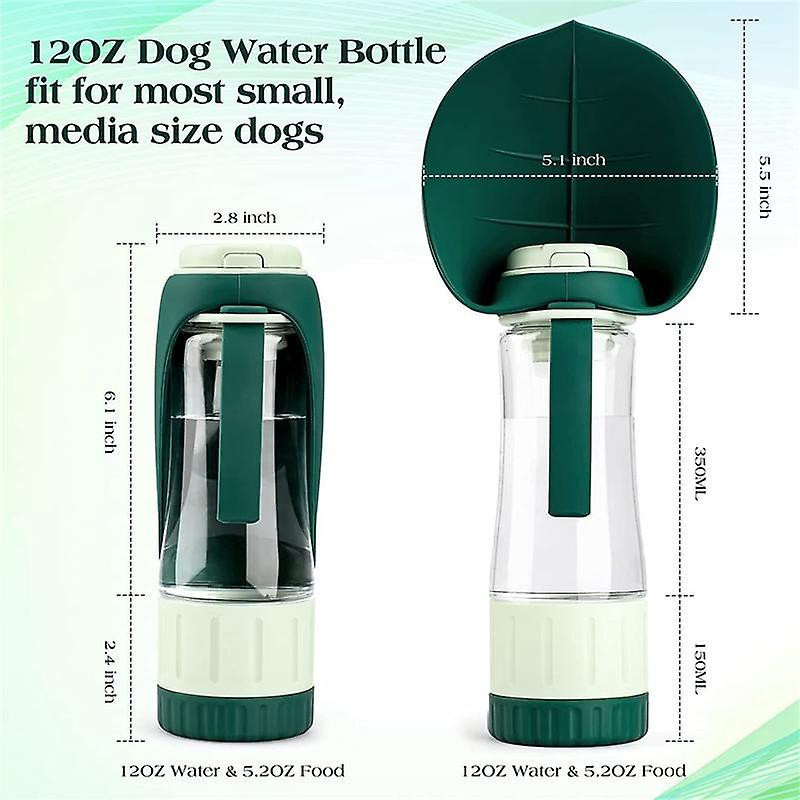 Dog Water Bottle, Portable Dog Pet Water Dispenser With Drinking Cup And Food Container Leak Proof