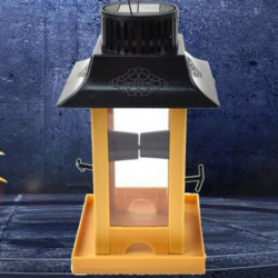 Solar Light Bird Feeder Bird Feeding Station Capacity Bird Food Container Bird Feeders Household De