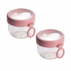 2PCS 20Oz Overnight Oats Container with Lid and Spoon - Portable Oatmeal Breakfast Cup for On-The-Go Pink 2PCS 20Oz Overnight Oats Container with Lid and Spoon - Portable Oatmeal Breakfast Cup for On-The-Go Pink