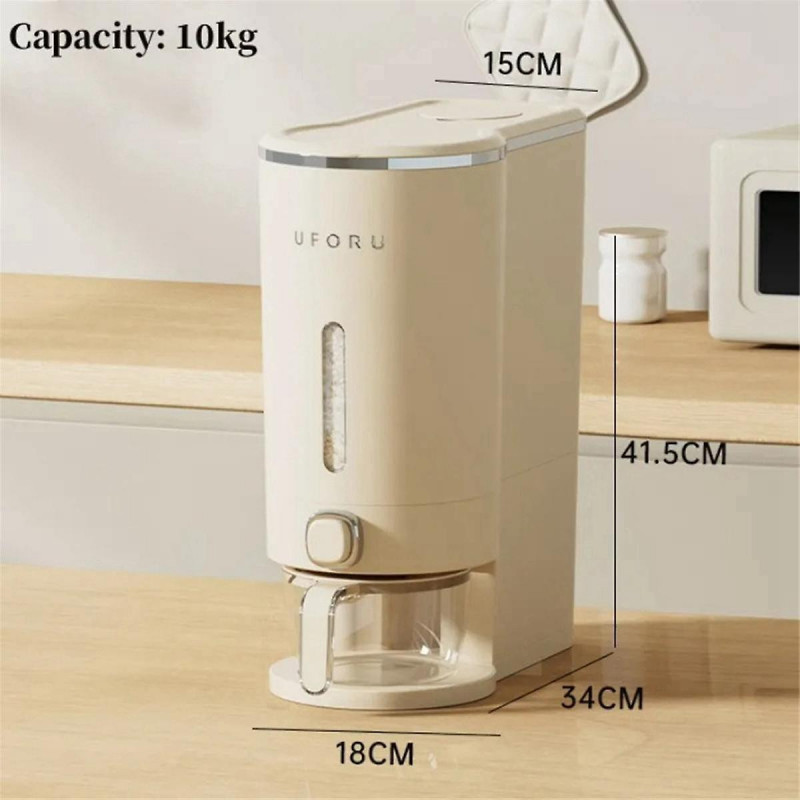 Sealed Rice Bucket Kitchen Rice Storage Box Moisture Proof Insect-Proof Flap Rice Bucket with Cup 5Kg