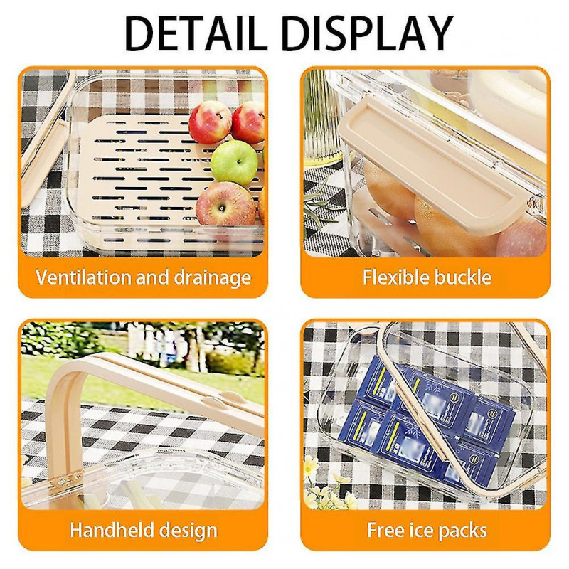 Portable Fresh-keeping Box with Handle Reusable Leak-Proof Food Container for Food Preparations