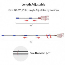 Outil de poteau de cueilleur de fruits avec manche long télescopique, outil de poteau de cueillette de pomme [...]