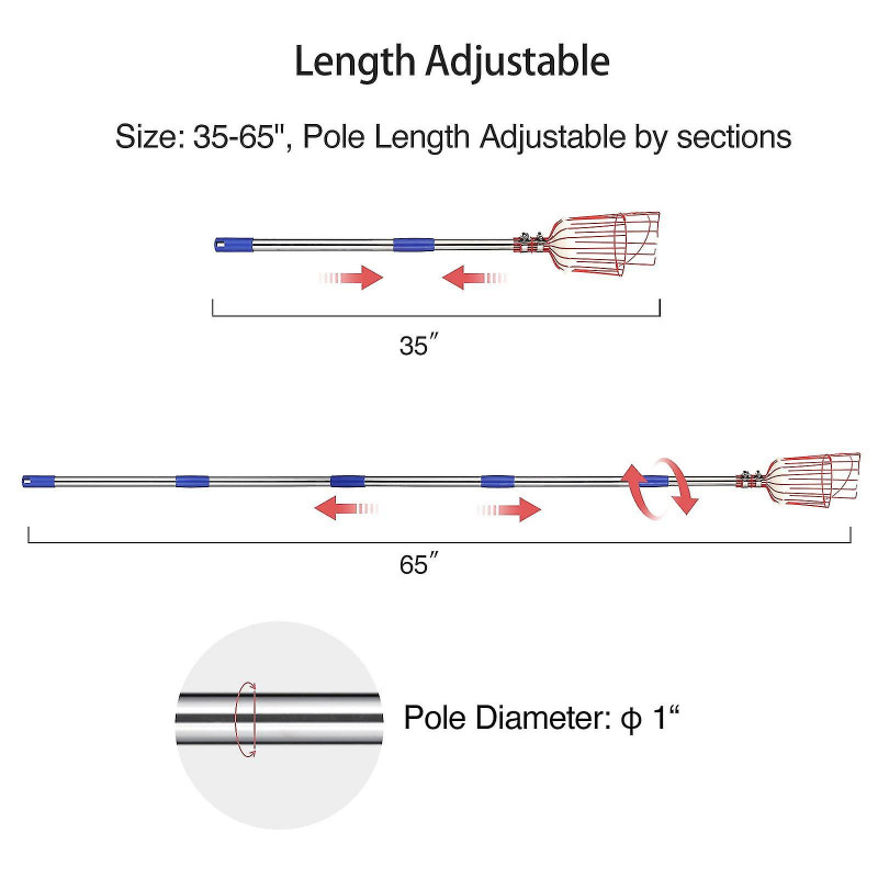 Outil de poteau de cueilleur de fruits avec manche long télescopique, outil de poteau de cueillette de pomme [...]
