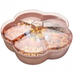 Snack Storage Box, Flower Shape Snack Tray with Lid, Food Storage Box,Fruit Box Container,Pink