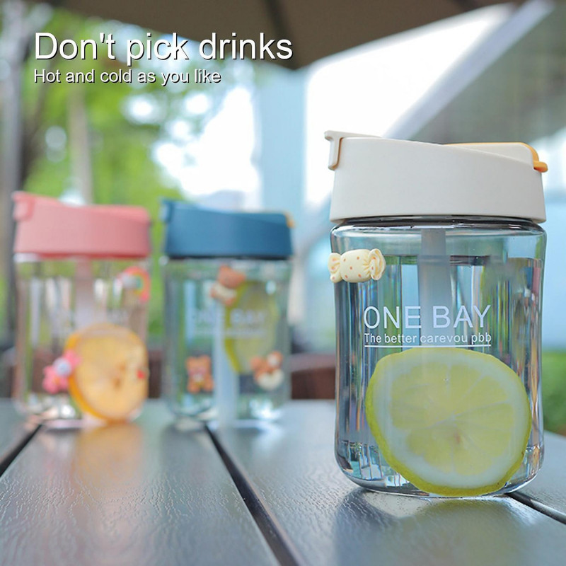 500ml Straw Cup Large Capacity Visible Leakproof Good Sealing Easy to Clean Drinking PP Material