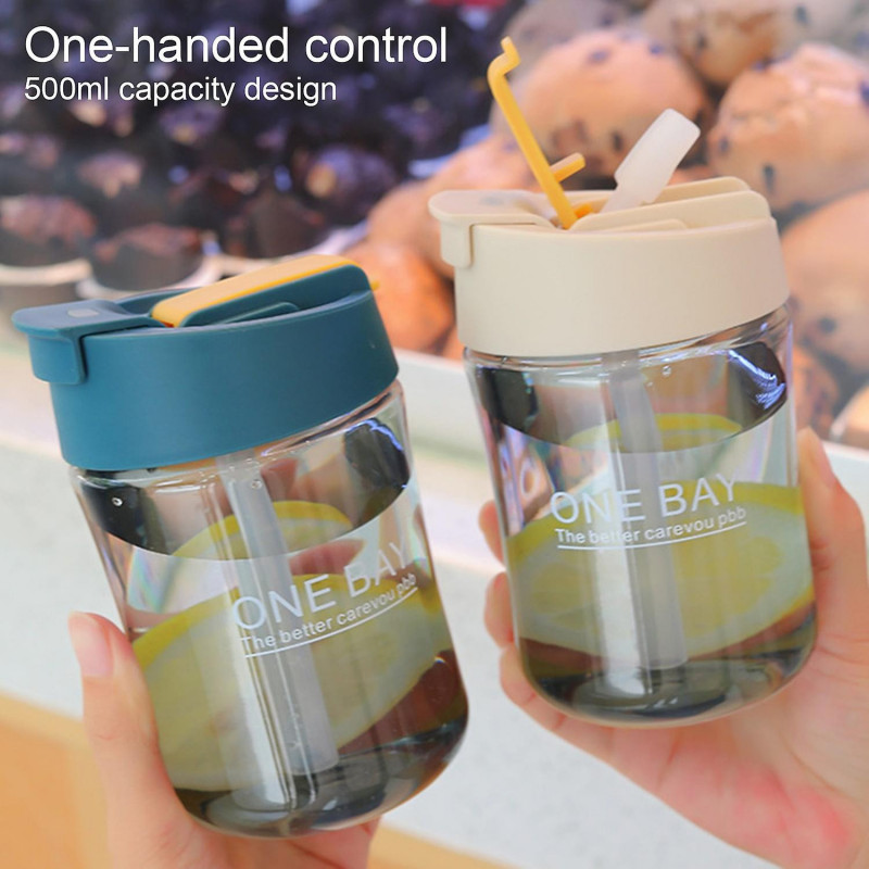 500ml Straw Cup Large Capacity Visible Leakproof Good Sealing Easy to Clean Drinking PP Material