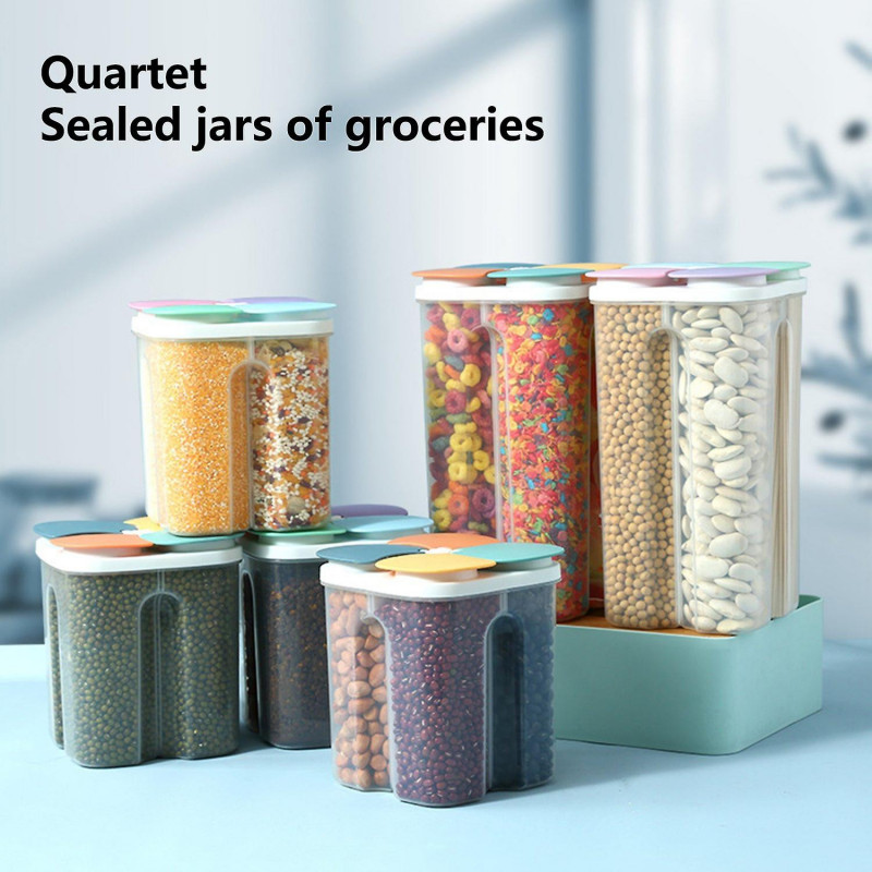 Grain Storage Box Food Grade Transparent Good Sealing Effect Large Capacity Detachable Save Space