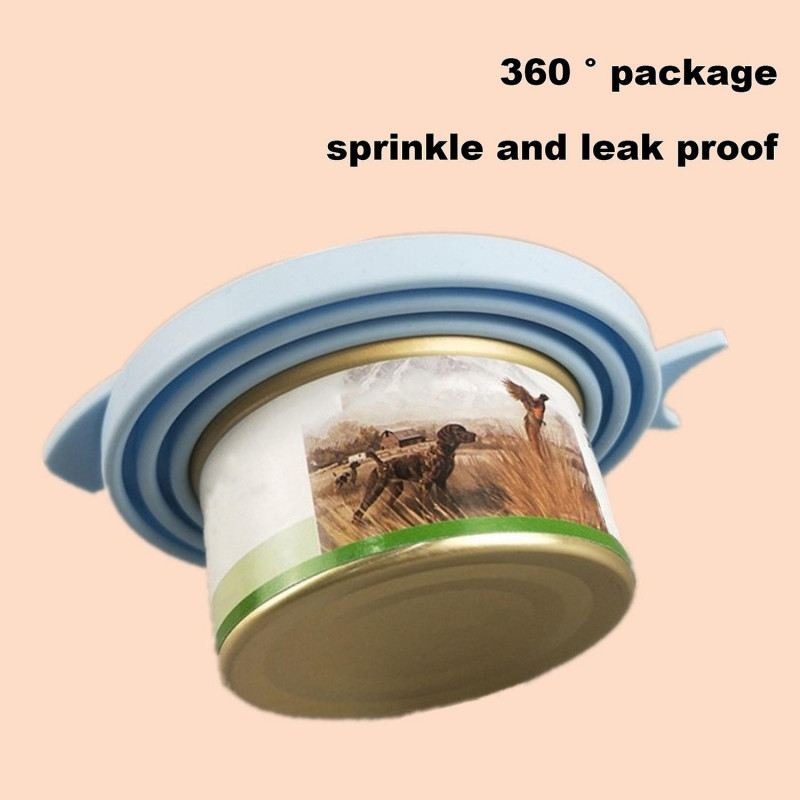 Pet Food Can Lid with Spoon Fish-bone Shaped Cat Can Cover Fresh-keeping Silicone Cover for Dog Wet